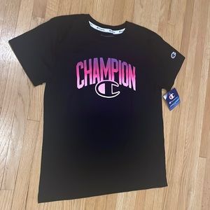 Champion crew neck t-shirt, ladies, size small, black and pink, NWT